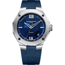 名士（Baume & Mercier）瑞士手表利维拉系列运动休闲蓝色橡胶表带自动机械男表送男友701