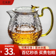 花溪树 玻璃泡茶壶茶水分离飘逸茶杯耐高温加厚茶具套装家用水壶煮茶壶器 龙鳞壶 600ml