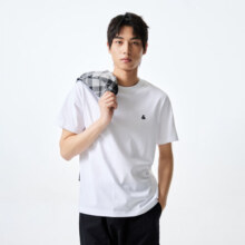 杰克·琼斯（JACK&JONES）男装T恤男春夏无忧搭舒适男士短袖清凉多色上衣纯色水洗不易走形 本白色A06 165/88A/XS