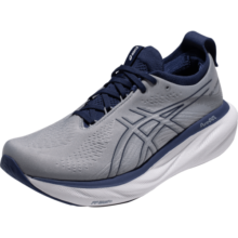 亚瑟士ASICS跑步鞋男鞋缓震回弹运动鞋透气宽楦跑鞋 GEL-NIMBUS 25 (4E) 灰色/蓝色 45