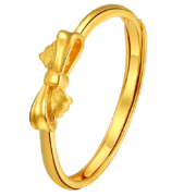 京东百亿补贴：中国黄金CHINA GOLD 足金999 缎带蝴蝶结戒指 约2g