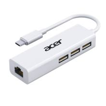 宏碁（acer）Type-C转网口分线器拓展RJ45网线接口HUB转换器 笔记本电脑台式机以太网口扩展坞 Win8/10转接头