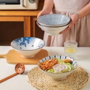 KAWASIMAYA 川岛屋 日式拉面碗家用陶瓷面碗汤碗大碗拌面碗吃面碗面条碗斗笠碗 8英寸面碗(水墨丹青)
