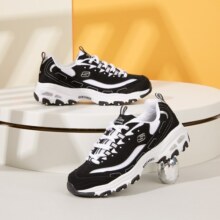 斯凯奇（Skechers）女鞋熊猫鞋经典黑白2024春夏款复古百搭老爹鞋运动休闲鞋 四季款/黑白色422 37 鞋内长240