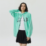 Gap 盖璞 情侣款LOGO法式圈织运动连帽开衫卫衣 853131