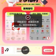 即享好券：京东 10-9全品类优惠券