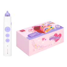 得力(deli)3D打印笔语音款 无线3D绘画笔智能打印笔玩具 生日礼物女孩男孩礼盒套装白(附3色耗材) 74868