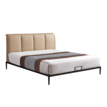 芝华仕科技布双人床主卧卧室现代极简布艺C092暖白色1.8米