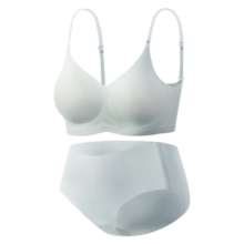 芬腾内衣女无痕无钢圈收副乳上托小胸聚拢收副乳文胸夏季薄款套装-J 黑色【单件】  M码(80-115斤）