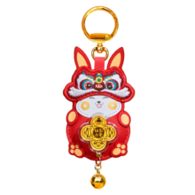 潮尚金足金999黄金金币如意小福龙钥匙扣金片好运平安礼盒创意新年礼物 钱兔无量钥匙扣礼盒