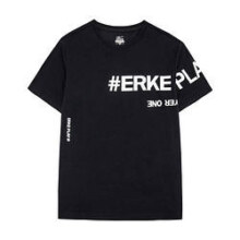 ERKE 鸿星尔克 轻薄透气夏季运动t恤男圆领短袖针织衫时尚简约印花男式短袖