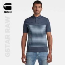 L码，G-Star Raw Printed Stripe 男士条纹印花短袖Polo衫D21523