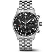 万国（IWC）瑞士手表飞行员系列日历计时自动机械男士腕表钢带黑盘 IW377710 43MM