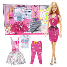 Barbie 芭比 正版美泰芭比娃娃换装套装礼盒发光美人鱼公主过家家玩具女孩礼物116.1元