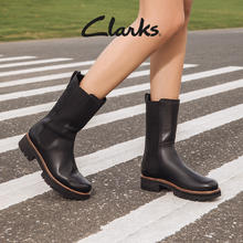 Clarks 其乐 女鞋秋冬复古潮流烟筒靴厚底增高瘦瘦靴切尔西靴女