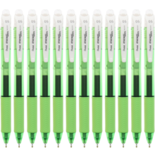 派通（Pentel）0.5mm中性笔速干水笔 彩色按挚式针管中性笔BLN105 绿色笔杆/黑芯 12支装