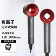 OOYEE 无叶 吹风机家用电吹风筒新一代大功率高速吹风机负离子大风力速干低噪 中国红(单风嘴)