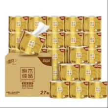 再降价、plus会员:清风 有芯卷纸 原木金装4层加厚 200克* 27卷  *2件