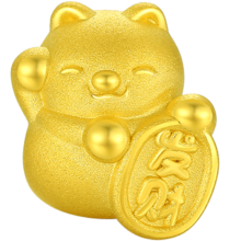京东百亿补贴：周大生 CHOW TAI SENG 黄金转运珠发财猫挂坠 3D硬金 0.8g