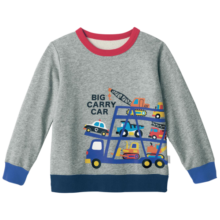 千趣会（SENSHUKAI）童装男童卫衣冬季上衣工程车卡通洋气加绒套头衫中小儿童 麻灰色 120cm