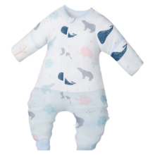 欧孕（OUYUN）婴儿睡袋夏季宝宝防踢被宝宝短袖分腿纱布睡袋儿童空调房睡袋 海洋日记;70cmx33cm