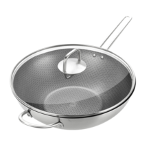 双立人（ZWILLING）不锈钢炒锅厨具蜂窝不易粘炒菜锅燃气电磁炉通用烹饪锅具 炒锅（带副柄） 32cm