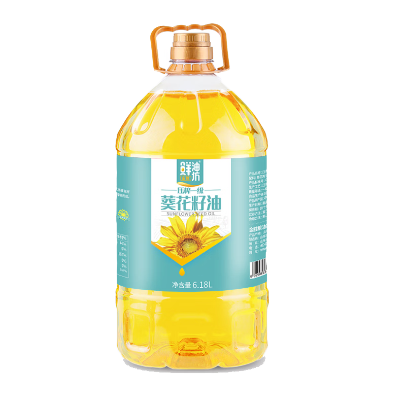京东百亿补贴、Plus会员:金胜鲜油坊 葵花籽油6.18L 食用油
