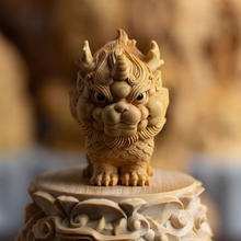KIDNOAM 黄杨木雕刻文玩 麒麟献瑞6公分