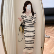 TONLION 唐狮 女士翻领长袖连衣裙 62842FC0104167107