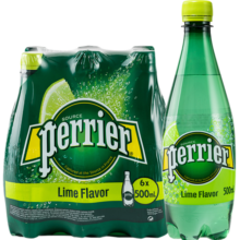 Perrier巴黎水（Perrier）法国原装进口气泡水青柠味天然矿泉水500ml*6瓶