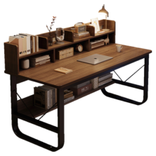 富禾电脑桌书桌书架一体家用书桌学习桌简约写字桌带书架桌椅组合套装 【活动】枫樱木色120*60cm