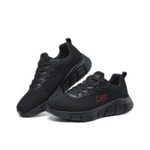 斯凯奇（Skechers）2024新款低帮运动鞋男厚底缓震休闲鞋舒适系带透气网面鞋118106 全黑色/BBK 41