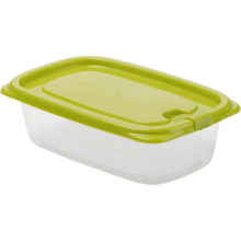 茶花带盖冰箱收纳盒长方形食品冷冻盒厨房收纳保鲜塑料储物盒 饭盒 【830ML】绿色三个装11.5元