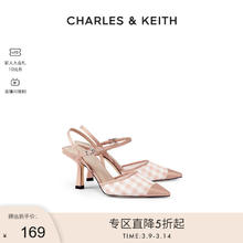 CHARLES & KEITH CHARLES&KEITH春夏女鞋CK1-60361381女士格纹尖头细高跟凉鞋女鞋