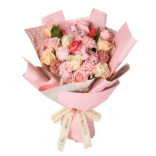 初朵 21朵粉玫瑰康乃馨花束鲜香皂花同城配送母亲节礼物情人节送女友