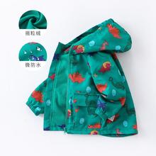 Camibear 可米熊 儿童2024秋冬加绒连帽外套男童休闲运动