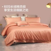 BLISS 百丽丝 水星集团出品60支长绒棉贡缎刺绣三/四件套纯棉床单被套酒店风