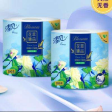 PLUS会员：清风卷纸花萃臻品200克4层卫生纸卷筒纸整箱纸巾家用有芯厕纸 4层200克27卷整箱*2件