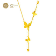 3.8焕新：亚一 黄金流苏蝴蝶项链 约4.43g