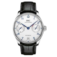 万国（IWC）瑞士手表葡萄牙系列日历腕表自动机械动力储存精钢皮带男表 42.3mm蓝带银盘IW500705