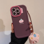 FlowerPig 可爱ins粉小猪苹果15手机壳iphone14硅胶11适用13pro max毛绒绳XR 深紫色 小粉猪+粉熊毛绒挂件