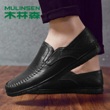 木林森（MULINSEN）男鞋商务休闲简约舒适套脚豆豆鞋男 黑色 42码 802898元