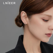 Lnieer 999纯银耳环女圈圈养耳洞素圈耳钉高级感耳骨钉睡觉免摘耳圈耳饰