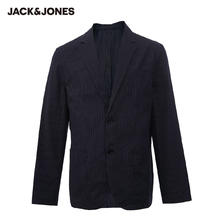杰克琼斯 奥特莱斯秋通勤男西装修身简约休闲条纹长袖西服休闲外套