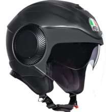 AGV头盔ORBYT摩托车头盔半盔男女双镜片四季四分之三安全帽3C认证 哑黑 XL（适合59-60头围）