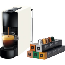 Nespresso 胶囊咖啡机和胶囊咖啡套装 Essenza mini意式全自动家用进口便携咖啡机 C30白色及温和淡雅5条装