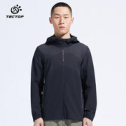 TECTOP 探拓 连帽风衣男春季休闲夹克运动弹力外套户外运动服 男款经典黑 XL