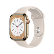 Apple/苹果 Watch Series 8 智能手表GPS+蜂窝款45毫米金色不锈钢表壳星光色运动型表带 S8 MNKN3CH/A3999元 (月销2000+)