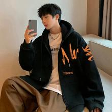 fizze 美式卫衣外套男秋冬款潮牌宽松加绒冬季2023连帽拉链开衫衣服