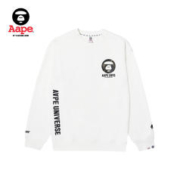 Aape 旗舰店男装秋冬迷彩猿颜叉骨字母印花薄绒圆领卫衣A324XXL